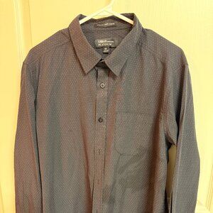 Men's Blue and Silver Casual Dress Shirt EUC